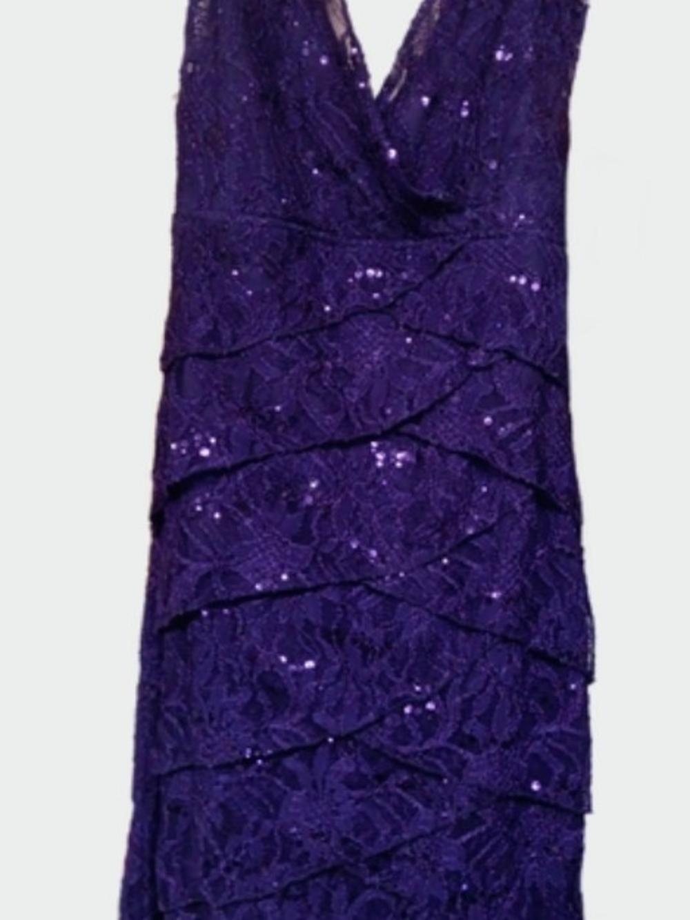 Elegant Purple Lace Sequin Evening Dress